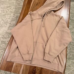 Hollister Full Zip Hooded Sweatshirt in Light Taupe Size L